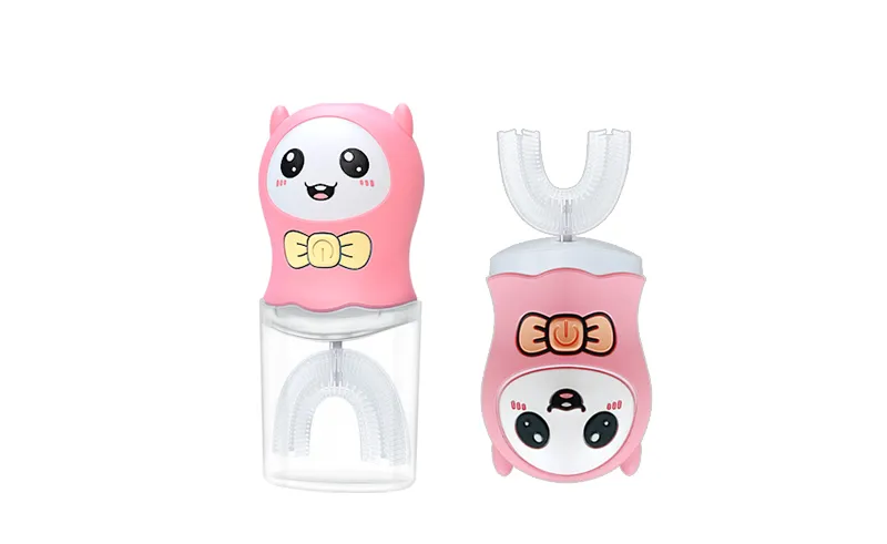 Home 7 Custom U-shaped 360° toothbrushes made with food-grade liquid silicone and ergonomic designs for pediatric dental care.