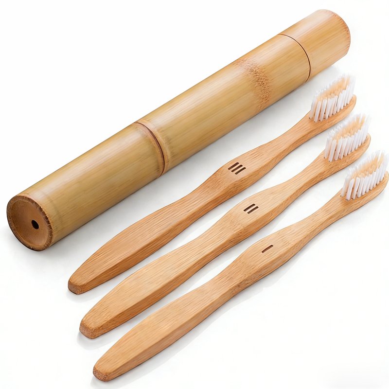 Bamboo Toothbrushes 8 Ergonomic Handle Series