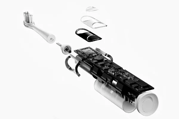 OEM Guide 5 Exploded view of an electric toothbrush demonstrating precision tooling and mold design for complex shapes.