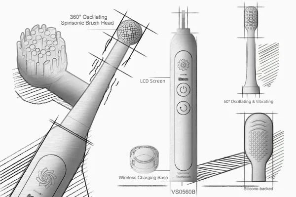 OEM Guide 3 Professional CAD design and 3D modeling drawings for a custom OEM electric toothbrush product.