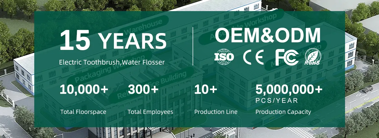 OEM Guide 1 custom private label electric toothbrush manufacturing, featuring 20 years of experience and 5 million plus annual capacity.