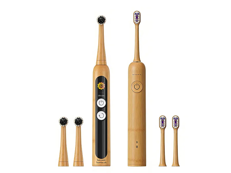 Sustainable Development 7 Eco-conscious bamboo electric toothbrushes engineered with energy-efficient Spinsonic motors to reduce electronic waste.