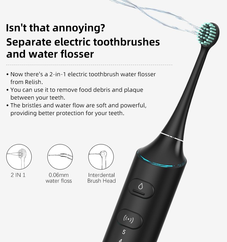 2-in-1 Electric Toothbrush & Water Flosser Combo – Innovative OEM Model TF01C 4 water flosser tf01cc details 2