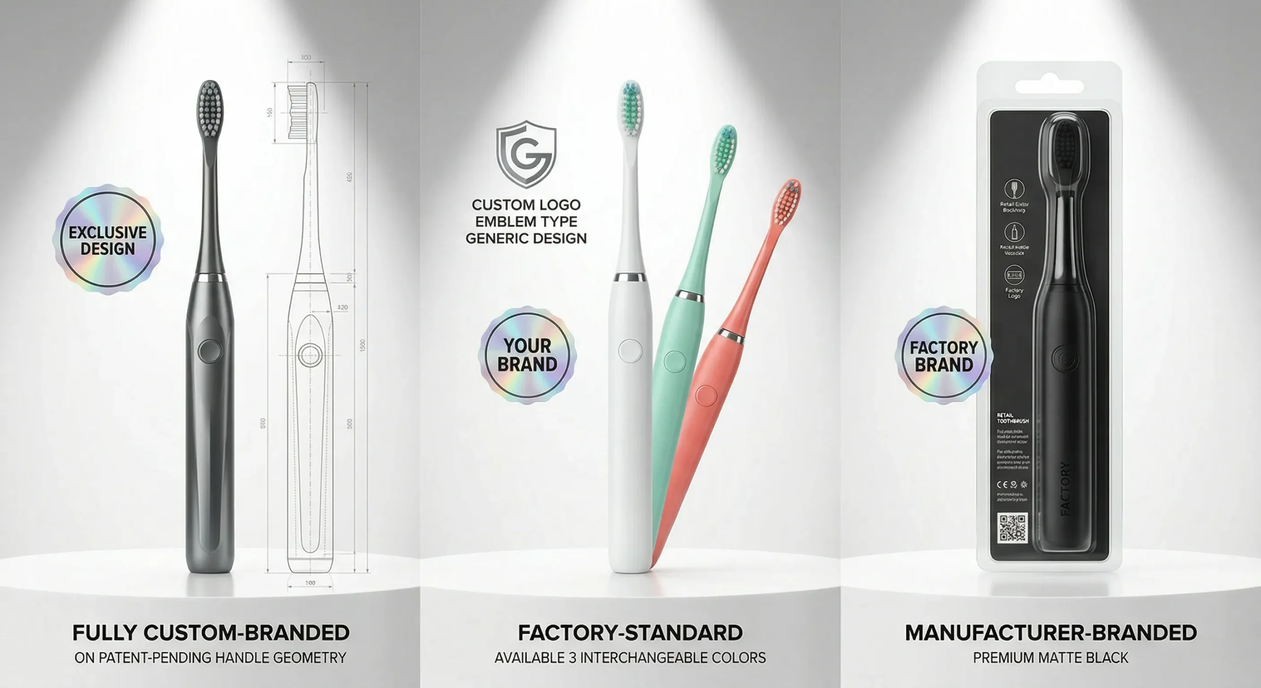 OEM vs ODM vs OBM: Complete Guide for Oral Care Brands (2026) 3 oem vs odm vs obm toothbrush product comparison scaled