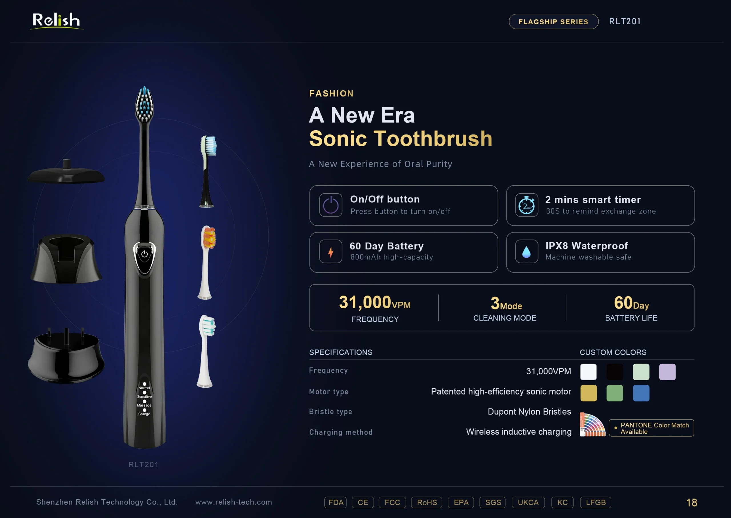 relish new era sonic toothbrush 3mode black scaled